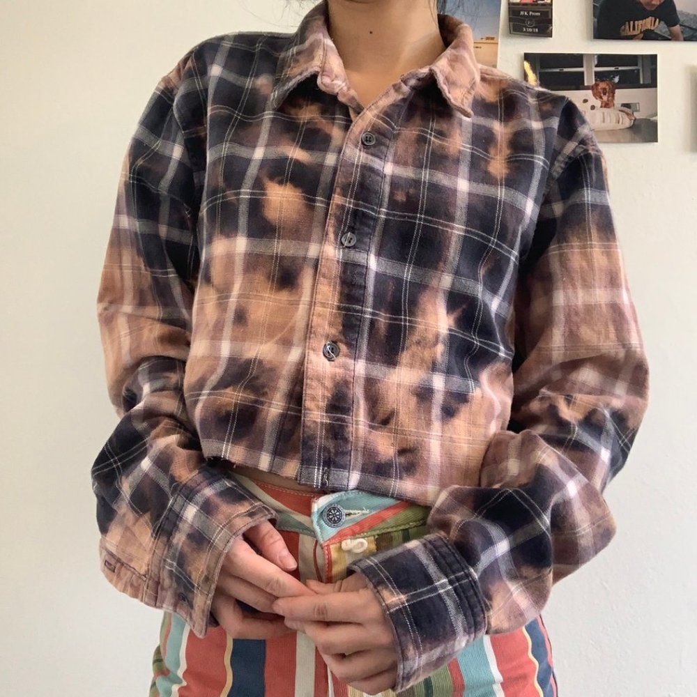 James Perse 1 of 1 crop + tie dye flannel